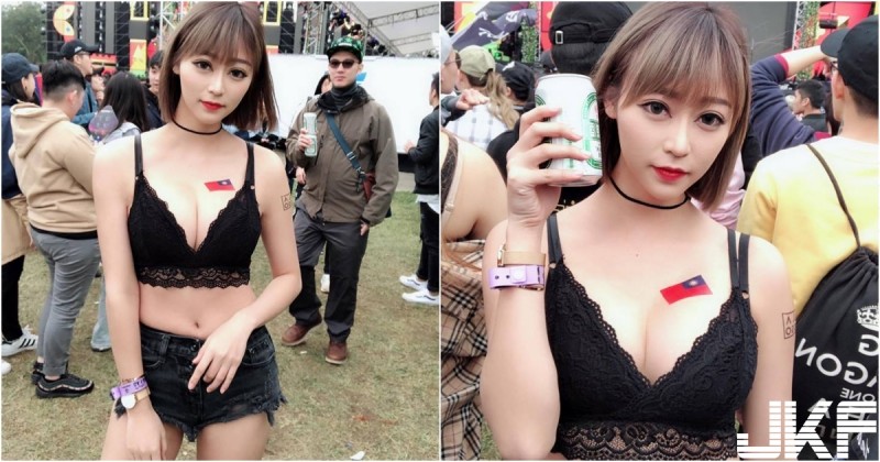 超辣「黑蕾絲內衣奶妹」音樂祭出沒！「飽滿雪乳」震起來！這波乳浪太強了…