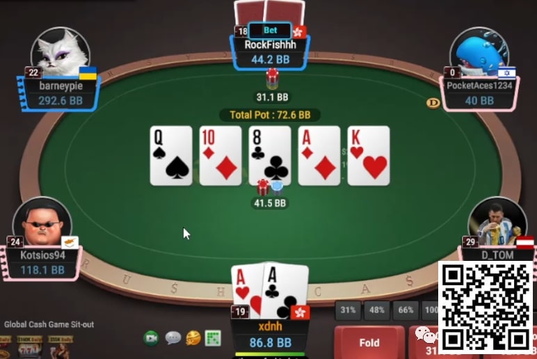 【EV撲克】牌局分析:单张成顺,顶set bet or check?