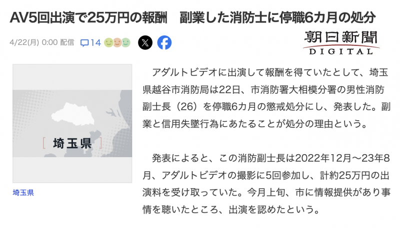 5片25万円!偷拍A片的消防员被抓到的下场是?