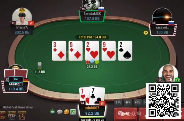 【EV撲克】牌局分析:简明扼要,one pair打limp鱼的流程