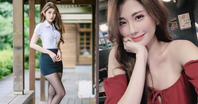 好想當她的同事…甜姐兒「沐沐」穿「黑絲襪」曬美腿！仔細一看…襯衫釦子不對勁了