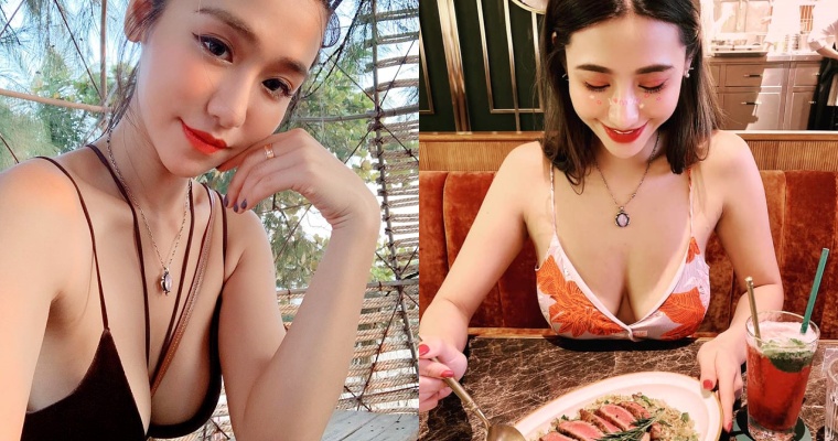 胸爆！「F 奶辣模」Aqq cami 餐廳解放豪乳…「2 粒放桌上」露出ㄦ字溝 狂吸千人按讚