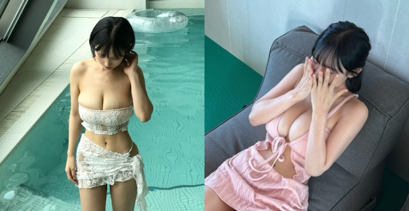 短髮巨乳韓妹乳量罩不住　不管穿什麼都會炸出來！