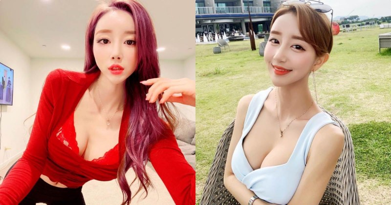 正妹ROSE「穿紅色爆乳衣挑逗」，巨大車頭燈太有誘惑力！